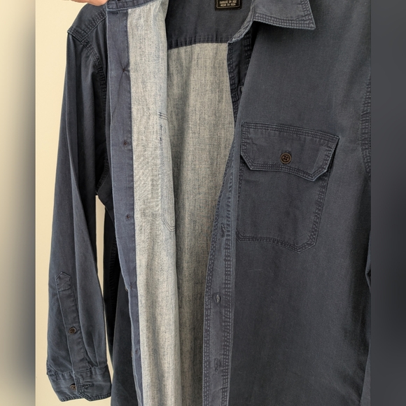 REDHEAD Stonewashed Classic Denim Shirt MEN M Button Down Indigo Dark Wash - Picture 8 of 15